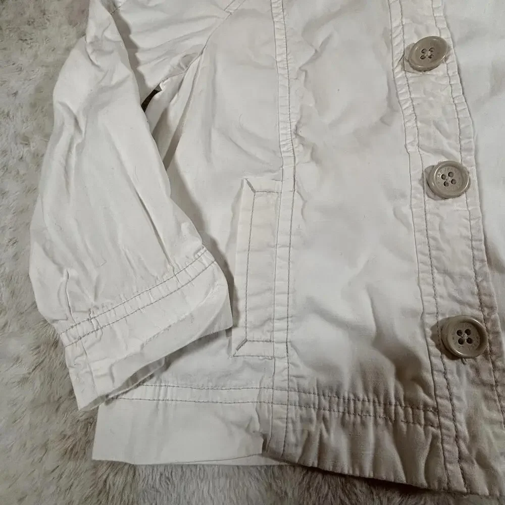 GAP Women’s White Cotton Utility Jacket Button Front Pockets Size Small